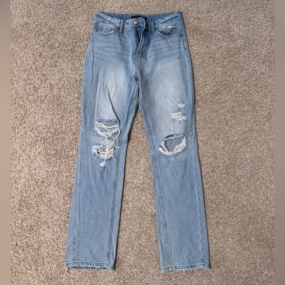 Flying Monkey Light Wash Distressed Straight Leg Jeans